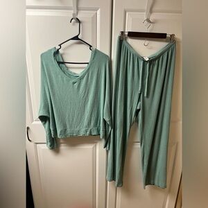 Auden Teal Ribbed Pajama Set, XL/L, Target